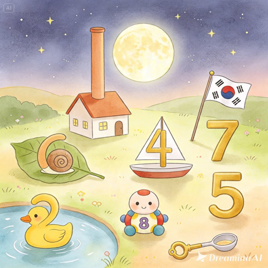 AI-generated illustration titled &lsquo;Numbers Song&rsquo; (숫자노래), a bright children&rsquo;s counting-song cover